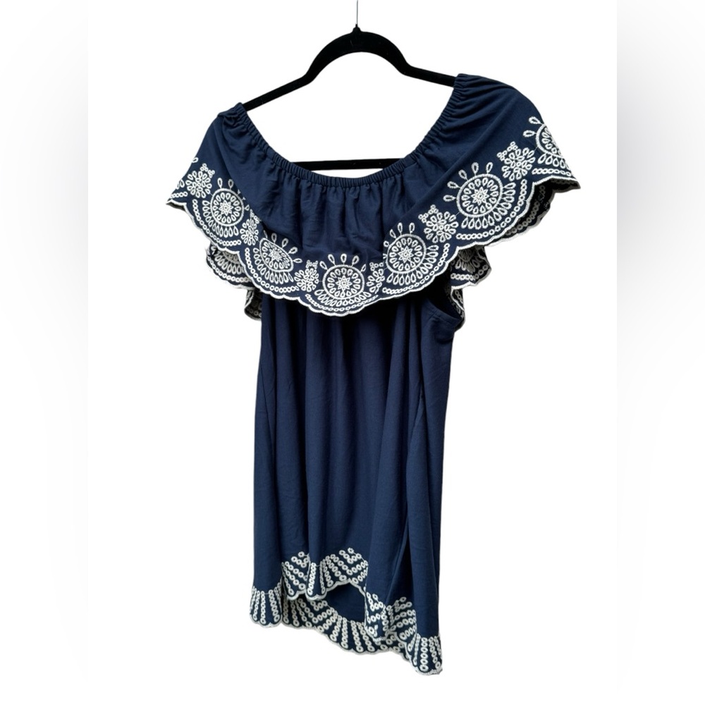 Fever Navy Blue Off Shoulder Blouse size Medium - Picture 6 of 8